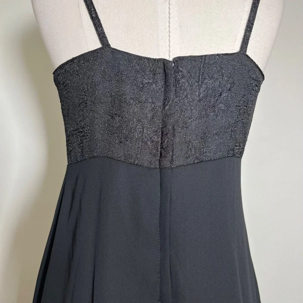 XOXO Vintage 90s Y2K Black Maxi Prom Dress Evening Gown Empire Waist Bow Size 5 - Picture 15 of 16